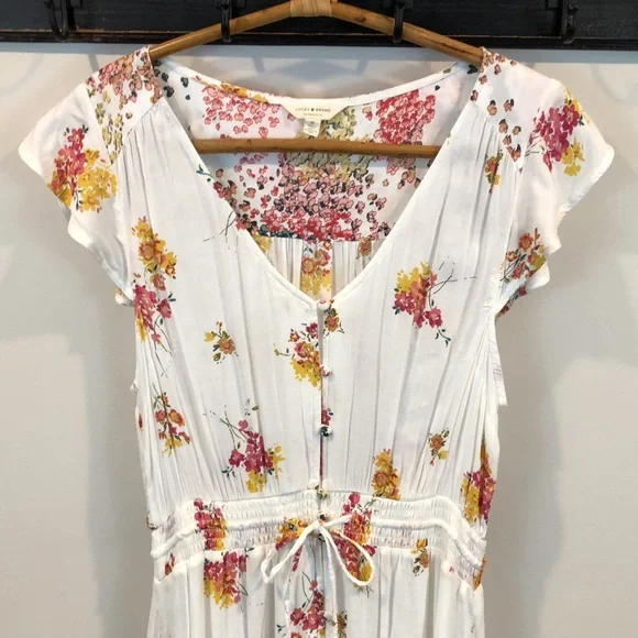 Lucky Brand Felice Floral High Low Button Down Dress Size Medium - Picture 3 of 11